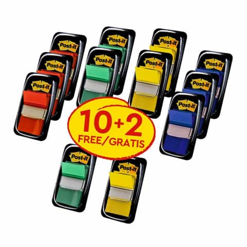 Segnapagina Post-it® Index 680 assortiti classici - Value Pack 10+2 GRATIS - 680-P10+2